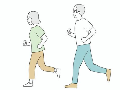 走ってるシニア 走ってるシニア 人,走る,ランニング,運動,トレーニング,笑顔,男性,女性,シニア,成人のイラスト素材