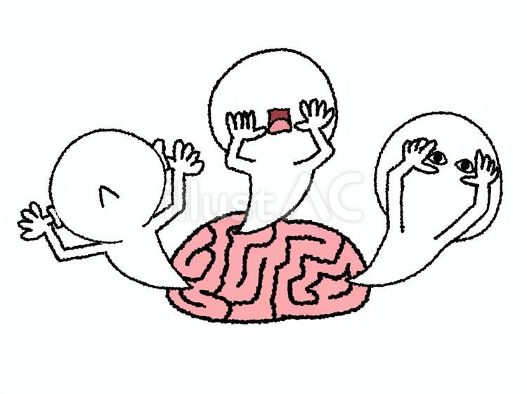 見る聞く言う シルエット,脳,見るのイラスト素材