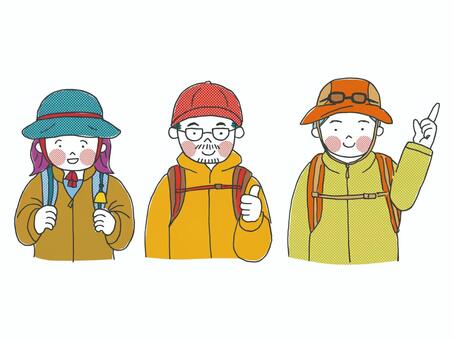 登山【80sTASTE_357】 登山,山登り,ハイキング,アウトドア,アクティビティ,野外活動,キャンプ,ピクニック,レジャー,ゴールデンウィークのイラスト素材