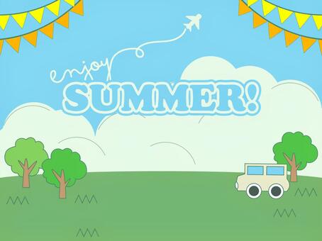 エンジョイサマーな背景2 夏,背景,車のイラスト素材