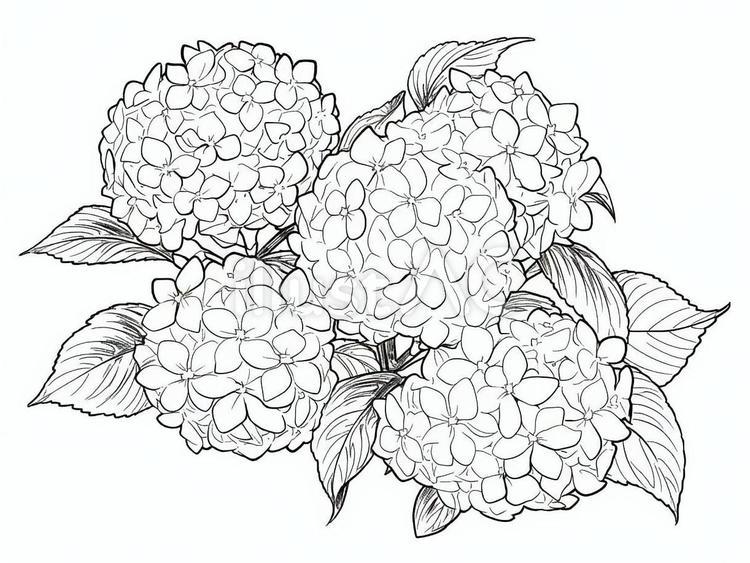アジサイの塗り絵 アジサイ,綺麗,夏のイラスト素材