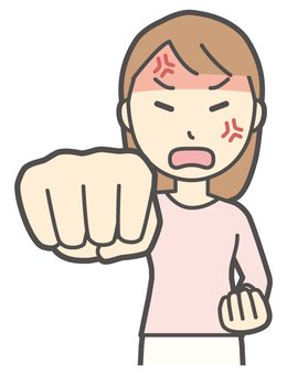  ロングヘア女性-513-バスト パンチ,怒る,女性,女の子,人物,かわいい,怒り,キレる,ムカつく,喧嘩のイラスト素材