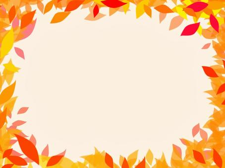 背景　赤く色づいた葉のフレーム 秋,落ち葉,紅葉,背景,壁紙,フレーム,枠,飾り枠,シンプル,レトロのイラスト素材