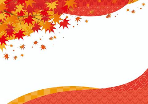 秋の紅葉と和風背景素材 秋の紅葉と和風背景素材 秋,紅葉,和風,和柄,曲線,背景のイラスト素材