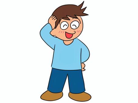 照れる少年のイラスト 少年,子供,ポーズ,男の子,照れる,青,赤面,人物,恥ずかしい,ボーイのイラスト素材