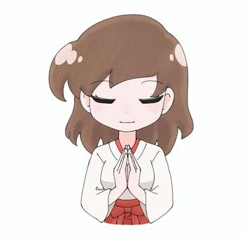 祈る巫女1 女子,女性,女の子,巫女,祈る,願う,コスプレ,合掌,神社,日本のイラスト素材