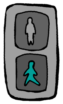 青の歩行者信号（LED式） 歩行者,信号,青,進め,信号機,点滅,led,点灯,歩道,交通安全のイラスト素材