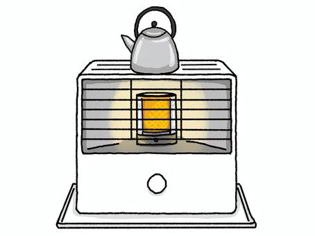 やかんを乗せた石油ストーブ白 ストーブ,石油,白,ステンレス,ケトル,やかん,暖房器具,防寒,冬,四角のイラスト素材