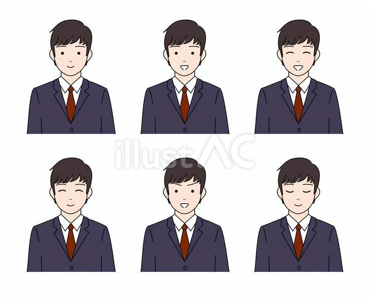 スーツ新人男性の表情セット ビジネス,人物,スーツのイラスト素材
