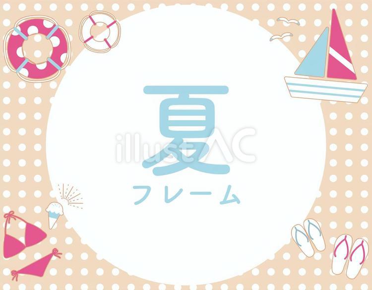 かわいい夏の水玉模様フレーム背景　3 夏,夏休み,プールのイラスト素材