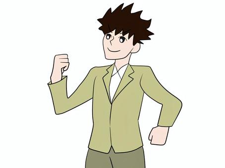 好調な時期 やる気,笑顔,ポジティブ,男性,ガッツポーズ,好調,前向き,期待感,希望,嬉しそうのイラスト素材