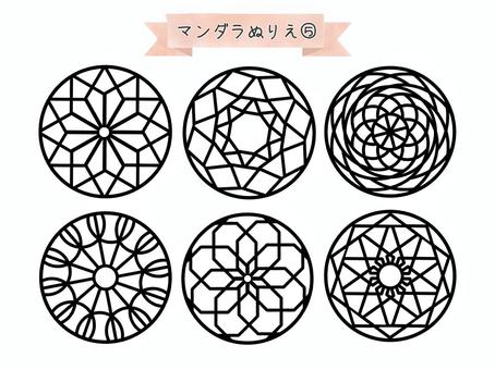 マンダラぬりえ5 ぬりえ,まんだら,マンダラ,簡単,易しい,幼児用,未就学児用,知育,丸,セットのイラスト素材