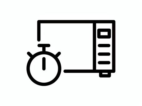 電子レンジとタイマーのアイコン 電子レンジ,タイマー,加熱,温め,料理,時間,調理,シンプル,黒,アウトラインのイラスト素材