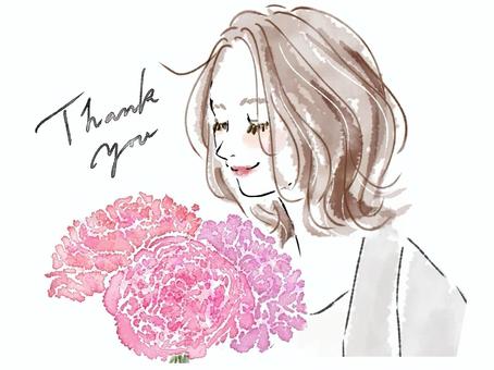 女性 女性 女性,花,ボブ,ピンク,ジャケットのイラスト素材