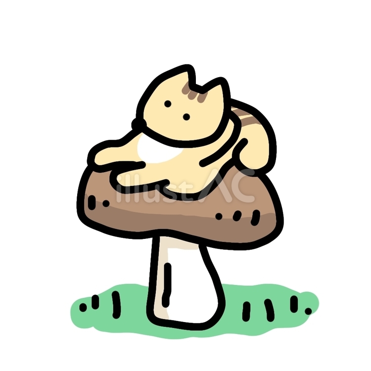 きのこの上でのんびりするシマリス きのこ,リス,シマリスのイラスト素材