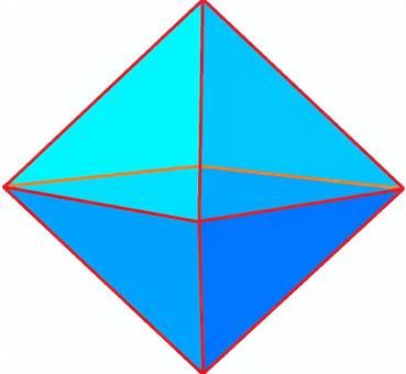 正八面体 幾何学,図形,八面体,正八面体,水色,蛍光色,3dcg,立体,デフォルメ,背景透過のイラスト素材