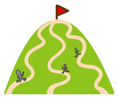 ゴールを目指す ゴール,山,登る,目指す,人,登山,走る,坂道,登山道,頂上のイラスト素材