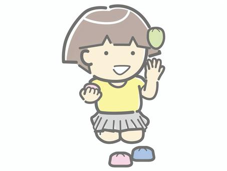 昭和の遊び＿お手玉 子供,昭和,玩具,少女,お手玉のイラスト素材