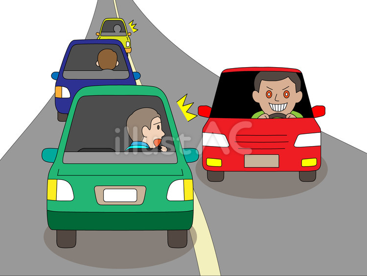 逆走運転の恐怖Ａ 逆走,ロードレイジ,車のイラスト素材