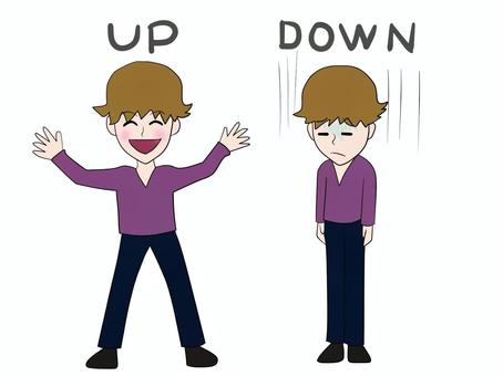 アップとダウン アップ,ダウン,男性,悲しむ,男子,男,嬉しい,悲しい,良い時,悪い時のイラスト素材