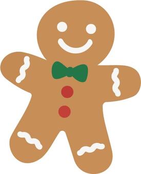 笑顔のジンジャークッキー ジンジャーブレッドマン,クリスマス,クッキー,お菓子,焼き菓子,冬,笑顔,リボン,ボタン,人型のイラスト素材