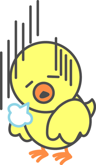 がっかりするひよこのイラスト ヒヨコ,黄色,全身,がっかり,落ち込む,俯く,溜息,肩,落とす,脱力のイラスト素材