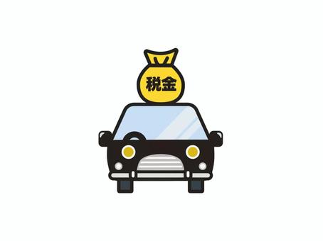 自動車にかかる税金 車,自動車,乗用車,車両,乗り物,自動車税,自動車重量税,消費税,ガソリン税,税金のイラスト素材
