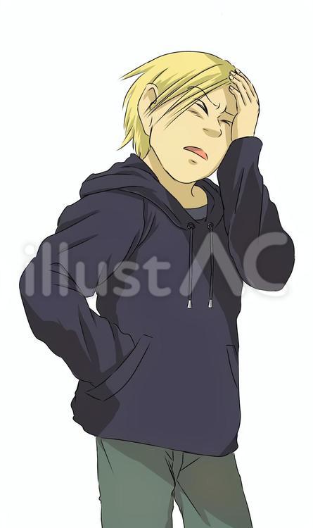 面倒くさがる犯罪者っぽい男性 男性,犯罪者,面倒くさいのイラスト素材
