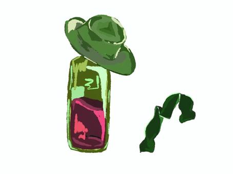 ワイン ワイン,ボトル,帽子,小物,デジタルアート,手描きのイラスト素材