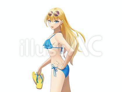 2萌え系女子A-金髪ギャル-水着