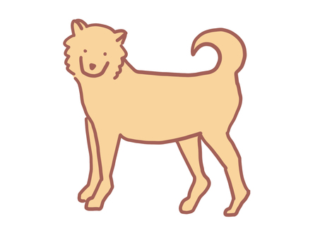 横向きの犬の手描きイラスト 犬,横,茶色,動物,かわいい,手描きのイラスト素材