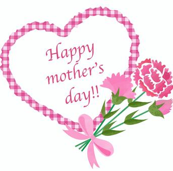 Illustration, mother's day, heart, carnation, JPG, PNG and AI