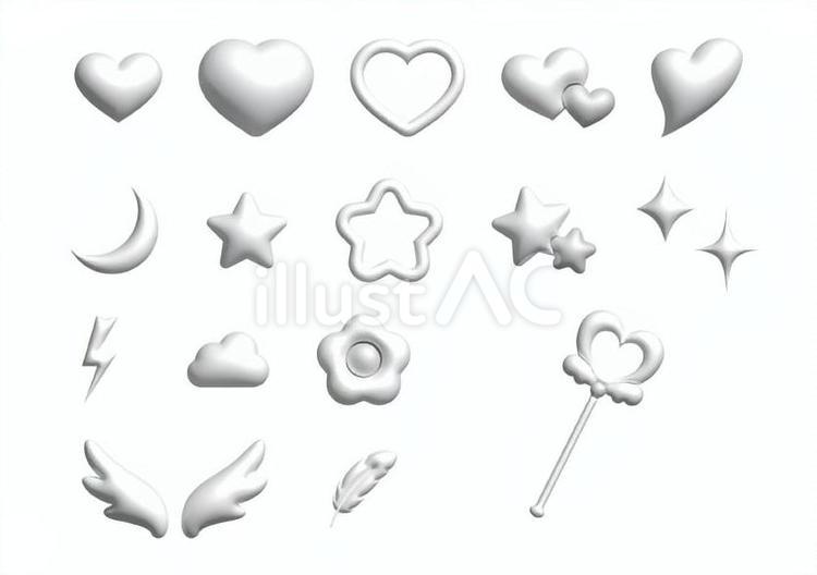 ぷっくりアイコン　ホワイト ぷっくり,立体,3dのイラスト素材