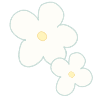 【主線調整版】しろいお花(デフォルメ) 花,花柄,ゆるい,手描き,フリーハンド,デフォルメ,シンプル,かわいい,手書き,ラフのイラスト素材