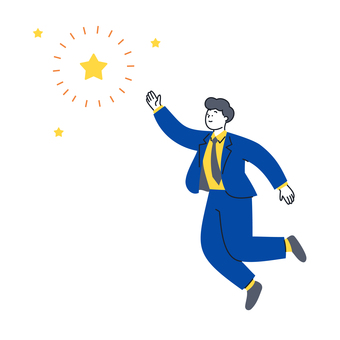 星に手を伸ばすビジネスマン 人物,男性,ビジネス,スーツ,ジャンプ,星,目標,夢,希望,成功のイラスト素材