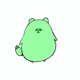 ジト目のたぬき たぬき,動物,ジト目,表情,緑色のイラスト素材