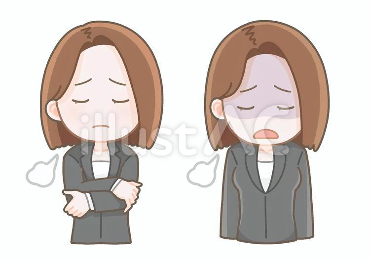 困り顔と落ち込んだ顔のセット 人物,女性,成人のイラスト素材