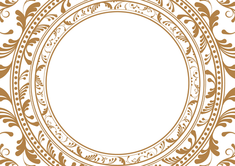 金色の美しい蔦模様の円形フレーム素材 蔦,模様,洋風,植物,円,金色,フレーム,背景,透過のイラスト素材