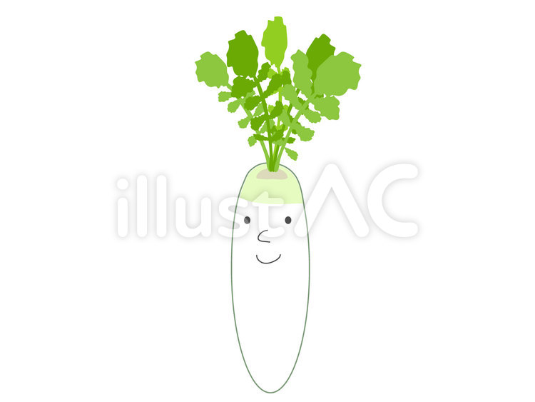大根（顔つき） 大根,だいこん,野菜のイラスト素材
