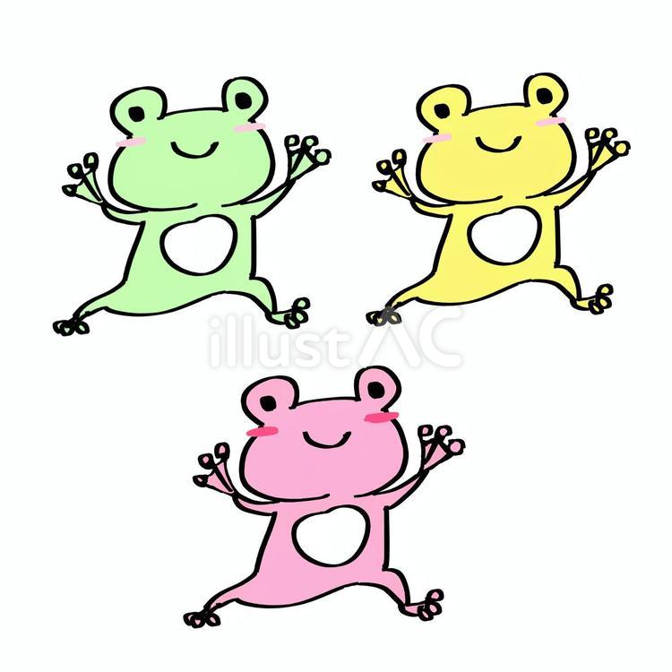 3匹のカエル カエル,蛙,梅雨のイラスト素材