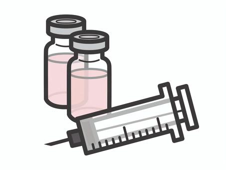 注射器とバイアル２個セット05 注射,注射器,バイアル,薬瓶,予防接種,医療,アイコン,マーク,シンプルのイラスト素材