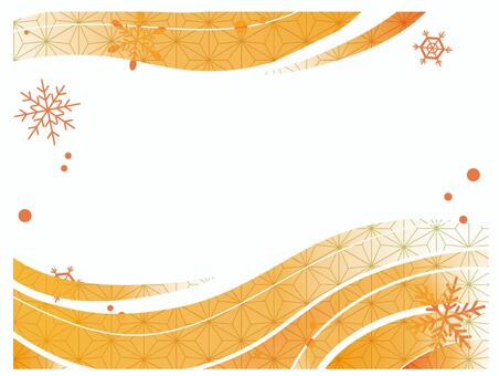 雪の結晶と麻の葉模様の背景装飾素材 和柄,暖房,暖かい,フレーム,背景,冬,麻の葉模様のイラスト素材