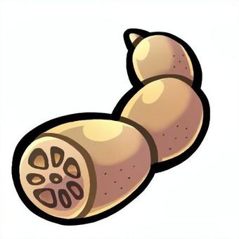 ポップでかわいいレンコン（蓮根） 蓮根,レンコン,れんこん,冬,野菜,食品,食べ物,イラスト,手描き風,ポップのイラスト素材