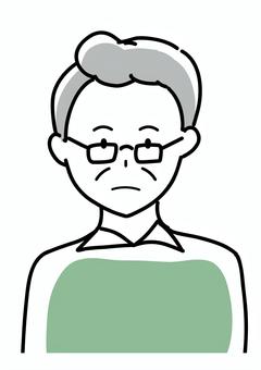 真顔のシニア男性 真顔,無表情,高齢者,シニア,おじいちゃん,男性,老人,シンプル,ラフタッチ,手書き風のイラスト素材