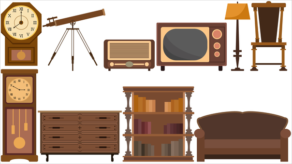 248レトロなインテリア 248レトロなインテリア レトロ,インテリア,家具,古い,時計,本棚,ソファー,テレビ,ラジオ,椅子のイラスト素材