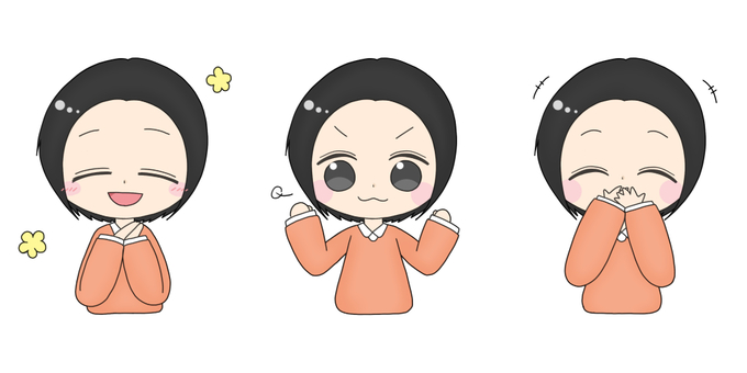 楽しそうな女性のイラスト 女性,主婦,学生,ショートカット,微笑む,笑う,クスクス,ふんす,嬉しい,楽しいのイラスト素材