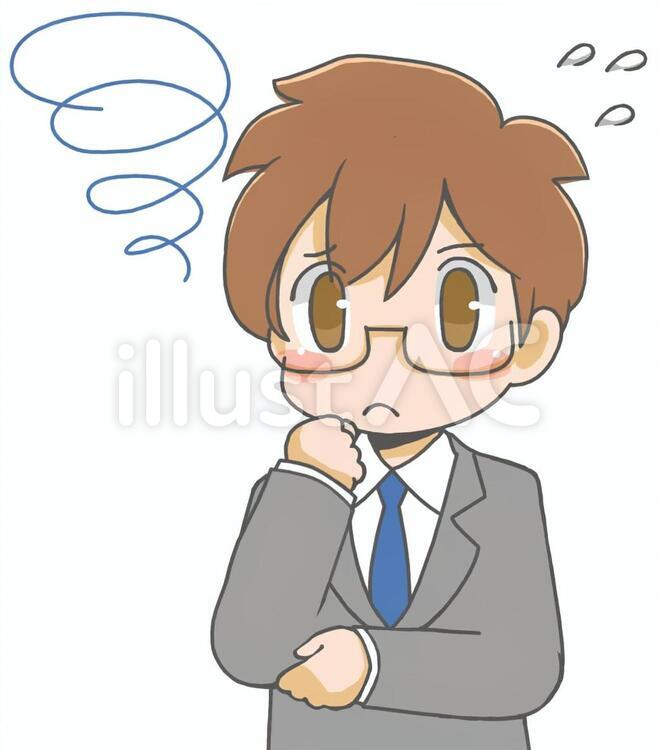 メガネ男子ブレザー悩む めがね,メガネ,男子のイラスト素材