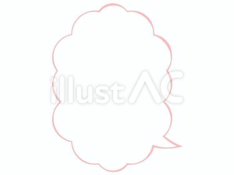 aiもこもこの薄い赤縁フキダシ 薄い赤,丸フキダシ,影つきのイラスト素材