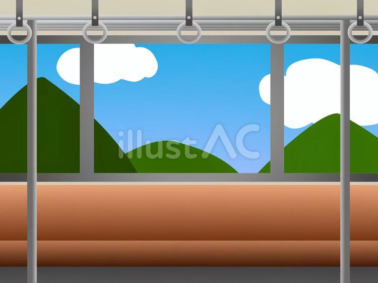 電車内からの車窓(山脈) 車窓,電車,車内のイラスト素材