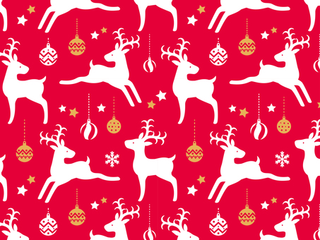 トナカイとオーナメントのパターン_04 トナカイ,クリスマス,モチーフ,パターン,柄,模様,シンプル,大人っぽい,おしゃれ,シックのイラスト素材
